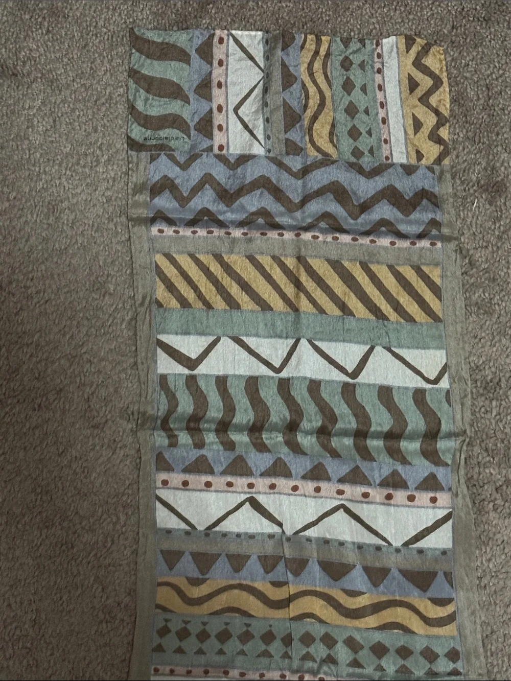 Vintage Liz Claiborne Silk Scarf-Taupe/Tan/Green-GUC